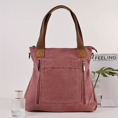 Spacious Canvas Tote Bag - Sturdy & Lightweight for Everyday Use - Versatile Crossbody Style