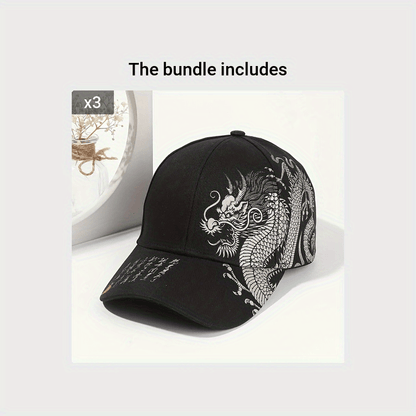 1pc Chinese Style Oriental Dragon Print Baseball Cap