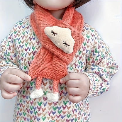 1pc Baby Knitted Scarf, Cute Cartoon Cross Scarf, Warm Neck Wrap For Boys And Girls, Autumn And Winter