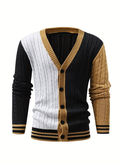 Stylish Mens Knitted Pullover Sweater - Soft, Breathable, Long Sleeve, V Neck, Button Up, Casual Top for City Walk, Street Hanging, Outdoor Activities - Perfect for Autumn and Winter