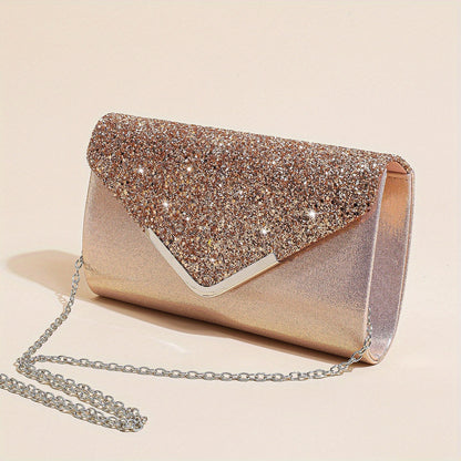 Elegant Sequins Decor Banquet Bag, Classic Evening Bag For Party, Women's Chain Bag For Carnaval Use & For Music Festival