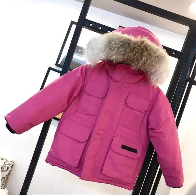 Kids Designer Down Coat Winter Jacket Boy Girl Baby Outerwear Jackets with Badge Thick Warm Outwear Coats Children Parkas Fashion Classic Parkas