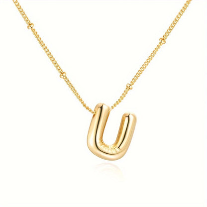 Chic Bubble Letter Necklace - Customizable Initial Pendant with 18K Gold Plated Glam - Delicate & Puffy Alphabet Jewelry for Women & Girls - Perfect Personalized Gift