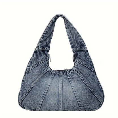 Trendy Denim Shoulder Bag - Stylish, Durable, and Spacious Underarm Bag for Women, Perfect for Daily Use and Shopping, with Timeless Classic Niche Design and Versatile All-Match Style