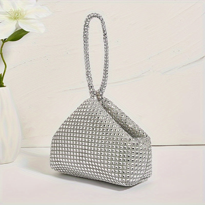 Mini Glitter Rhinestone Clutch, Elegant Sparkle Clutch Purse, Women's Fashion Handbag & Wrist Purse for Carnaval Wedding Music Festival