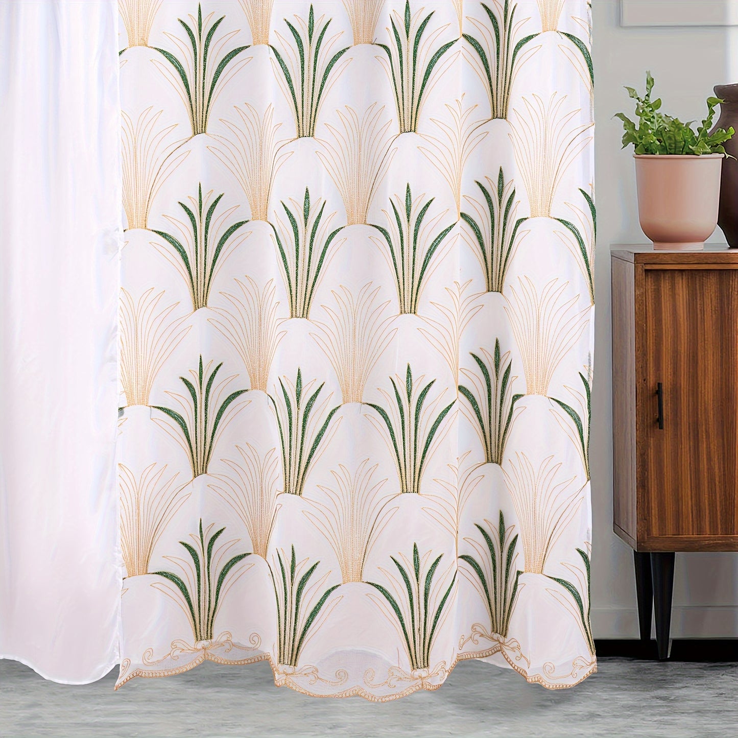 1pc, Embroidery Double Layer Curtain, Suitable For Home Decoration, Living Room Bedroom Curtain, 52X84in