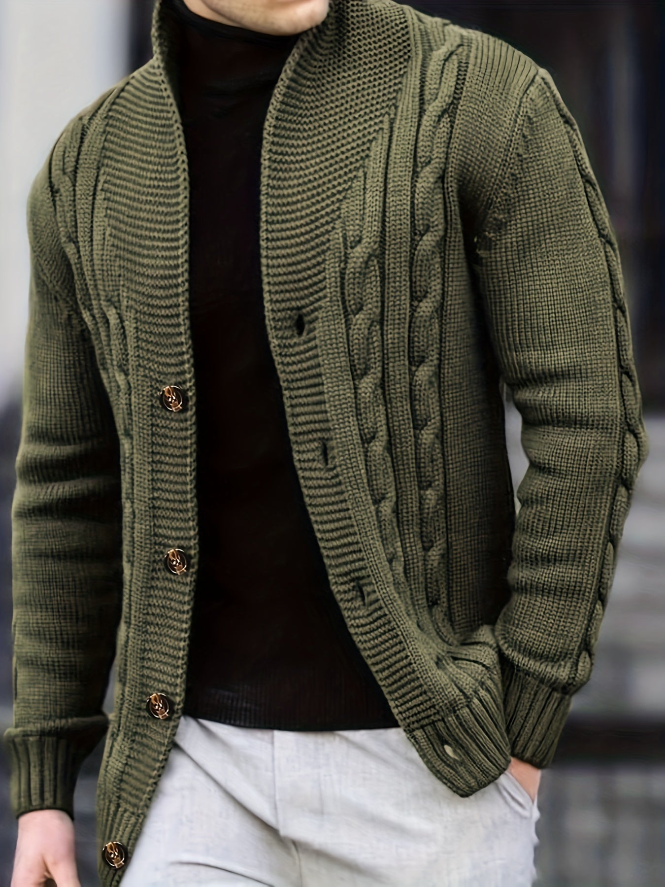 Cozy Men's Rib Knit Long Sleeve Button Up Cardigan - Soft, Chic, and Trendy Comfy Top for Autumn and Winter Outdoors Leisurewear with Relaxed Fit and Versatile Style