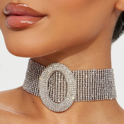 Multi-Layer Rhinestone Choker Necklace - Sparkling Rhinestones, Elegant and Chic Layered Design, Delicate Chain Accent, Unique Boho Chic Inspiration - Perfect Accessory for Ladies and Girls, Ideal Gift for Eid and Special Occasions