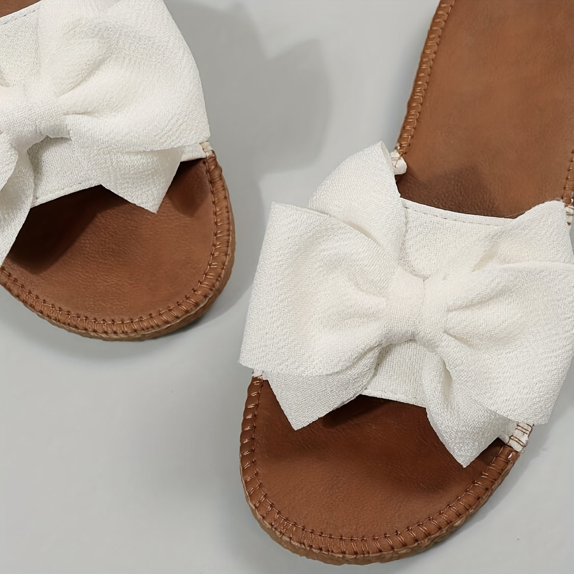 Stylish Bowknot Flat Sandals - Comfy Slip-On Open-Toe Non-Slip Summer Slides with Breathable Design, Soft Insoles, and Adjustable Straps for Women - Perfect Beach Shoes for Vacation and Outdoor Activities