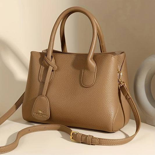 Elegant Solid Color Handbag, Multi Layer Crossbody Bag, Women's Top Handle Satchel & Purse