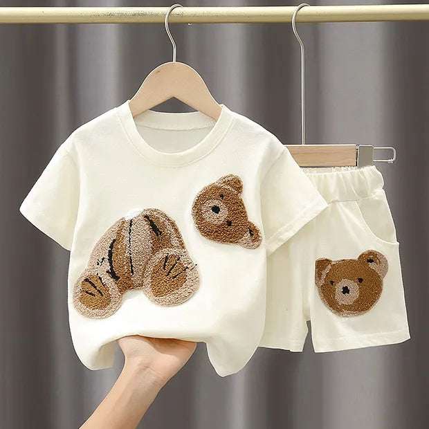 New Summer Clothing Children T-shirt Short Sleeve Pants pieces Set Kids Baby Boys Clothes 1 2 3 4 Years