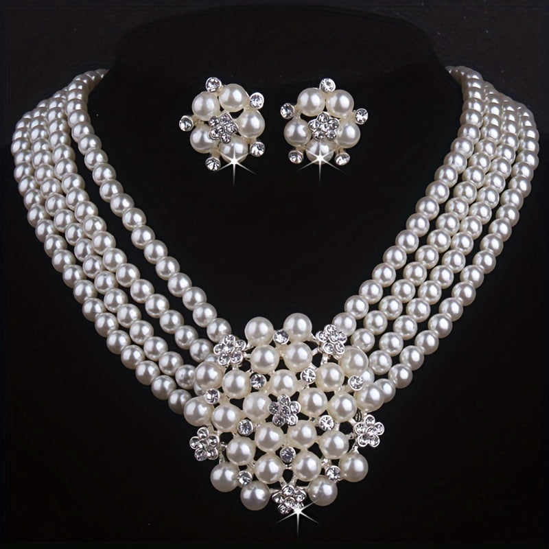 Gorgeous Bridal Jewelry Set: Atmospheric Luxury Necklace & Earrings For Weddings & Performances Christmas Halloween Gifts