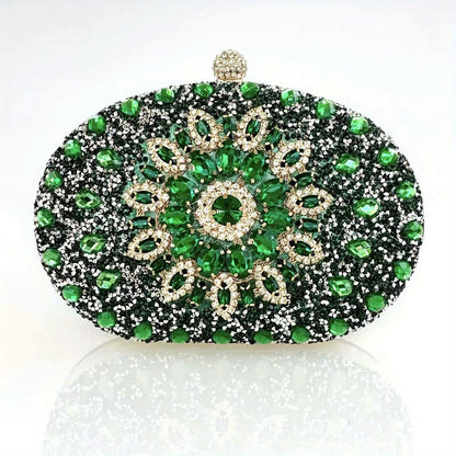 Sunflower Rhinestone Evening Clutch, Luxury Shiny Party Cocktail Purse, Women's Wedding Prom Dinner Handbag For Carnaval Use And For Music Festival