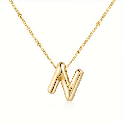 Chic Bubble Letter Necklace - Customizable Initial Pendant with 18K Gold Plated Glam - Delicate & Puffy Alphabet Jewelry for Women & Girls - Perfect Personalized Gift