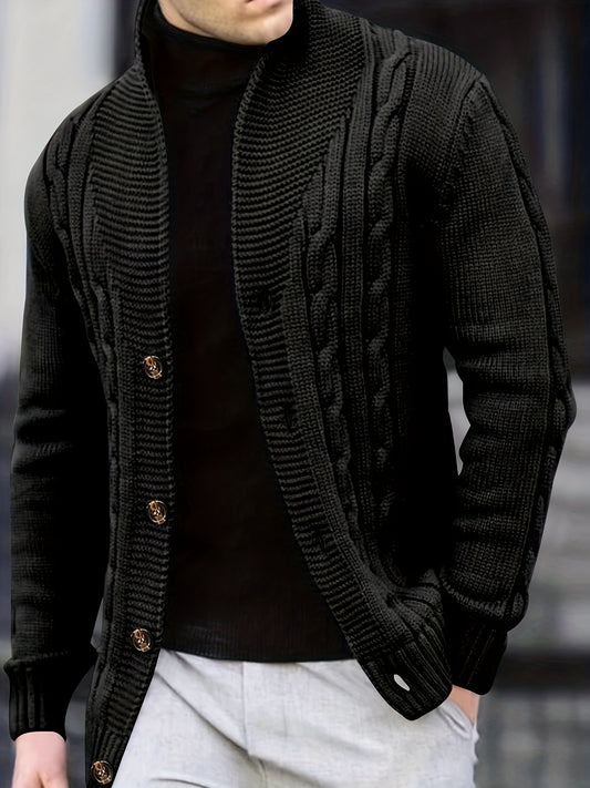 Cozy Men's Rib Knit Long Sleeve Button Up Cardigan - Soft, Chic, and Trendy Comfy Top for Autumn and Winter Outdoors Leisurewear with Relaxed Fit and Versatile Style