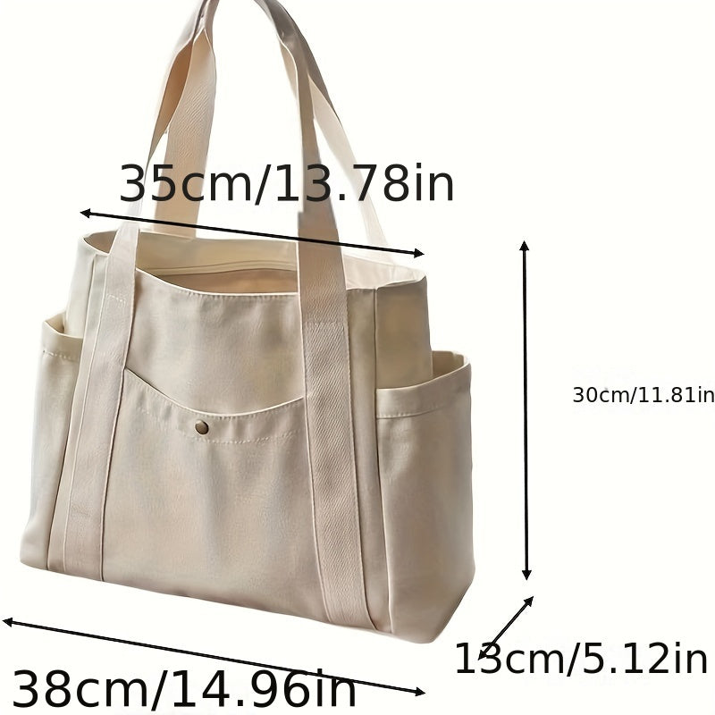 Large Capacity Canvas Tote Bag - Ample Storage Space, Durable, Versatile Design for Work, School, Travel - 3 Stylish Colors Available