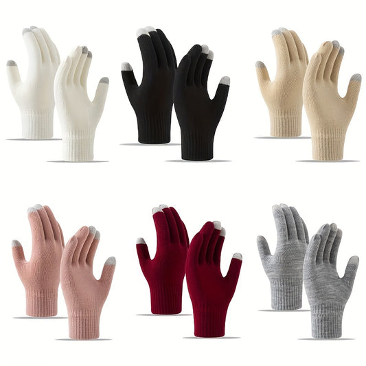 Winter Knitted Gloves For Men And Women, Touch Screen, Cold And Warm, All Finger Gloves, Korean Bicycle Acrylic Gloves