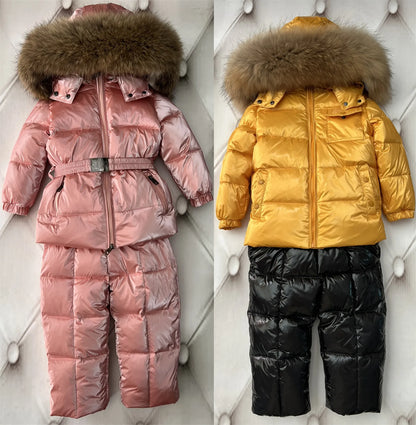 Down coat childrens jacket baby boys clothing Winter outwear keep warm puffer jackets kids fur collar hooded outerwear coats for boy girls clothes Christmas gift