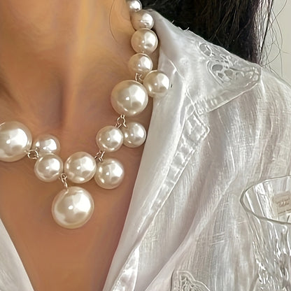 Glamorous Faux-Pearl Necklace - Dazzling Elegant Style - Simulated Pearl Evening Jewelry for Women - Perfect for Special Occasions