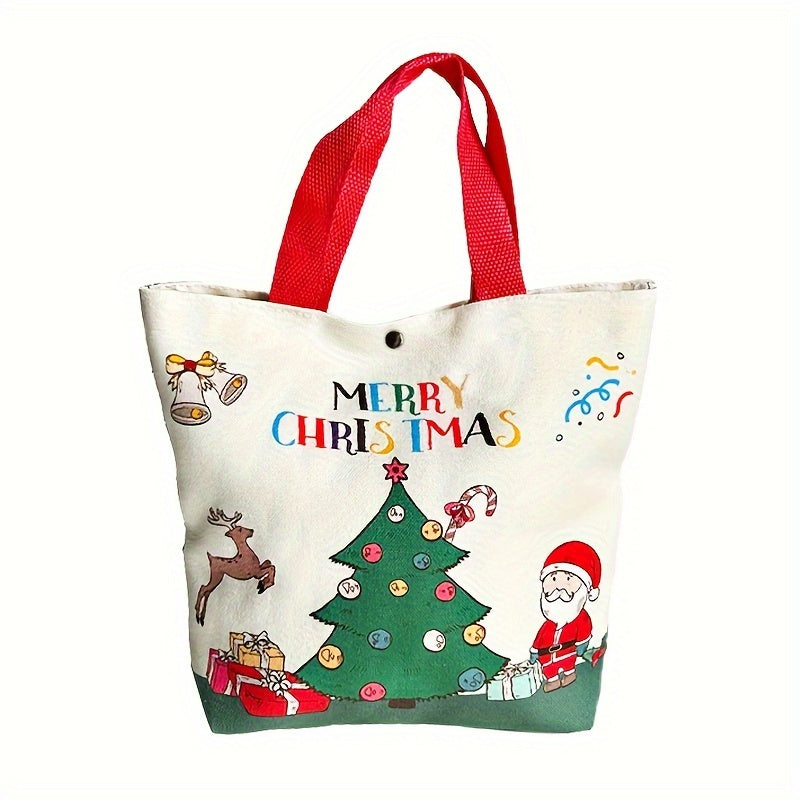 Festive Christmas Handheld Cloth Bag: Cartoon Santa Claus, Xmas Tree, Gift Bag - Merry Christmas Decor - Noel, Natal, Navidad, Happy New Year 2025 - 26Cm/10.2Inch, 8Cm/3.1Inch