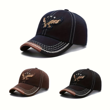 1pc Unisex Sunshade Breathable Adjustable Baseball Cap With Eagle Embroidery For Outdoor Sport, Ideal choice for Gifts