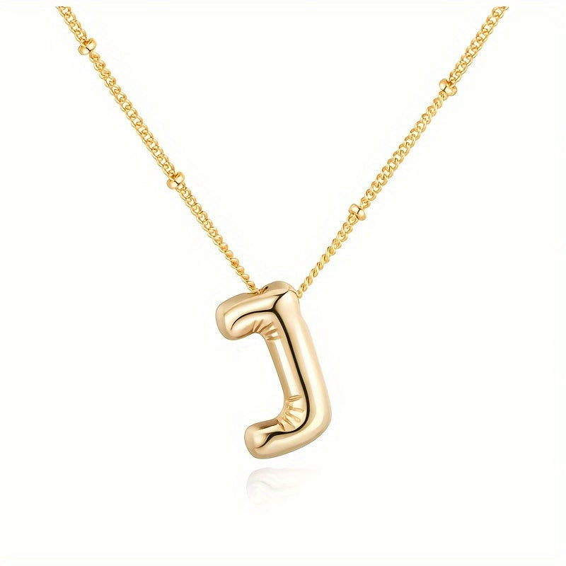 Chic Bubble Letter Necklace - Customizable Initial Pendant with 18K Gold Plated Glam - Delicate & Puffy Alphabet Jewelry for Women & Girls - Perfect Personalized Gift