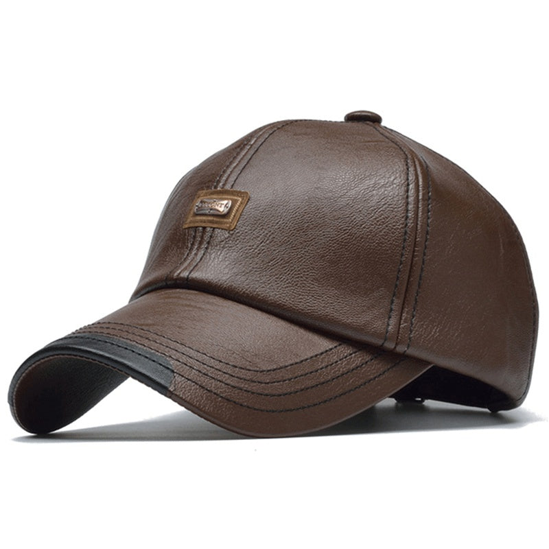 Premium Mens PU Leather Baseball Cap - Durable & Stylish - Versatile Fashion Accessory for Everyday Wear