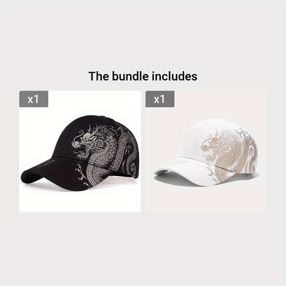 1pc Unisex Adjustable Breathable Baseball Cap with Stylish Dragon Print, Ideal for Outdoor Sports and Perfect Gift Choice