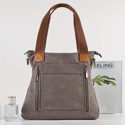 Spacious Canvas Tote Bag - Sturdy & Lightweight for Everyday Use - Versatile Crossbody Style