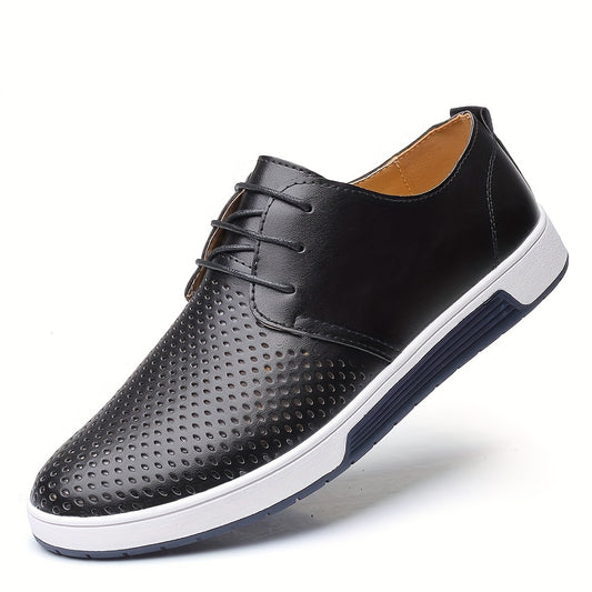 Breathable Men's Oxford Sneakers: Elegant & Versatile, Solid-Color Lace-Ups for Office, Weddings, and Outdoor - Comfortable All-Season Wear