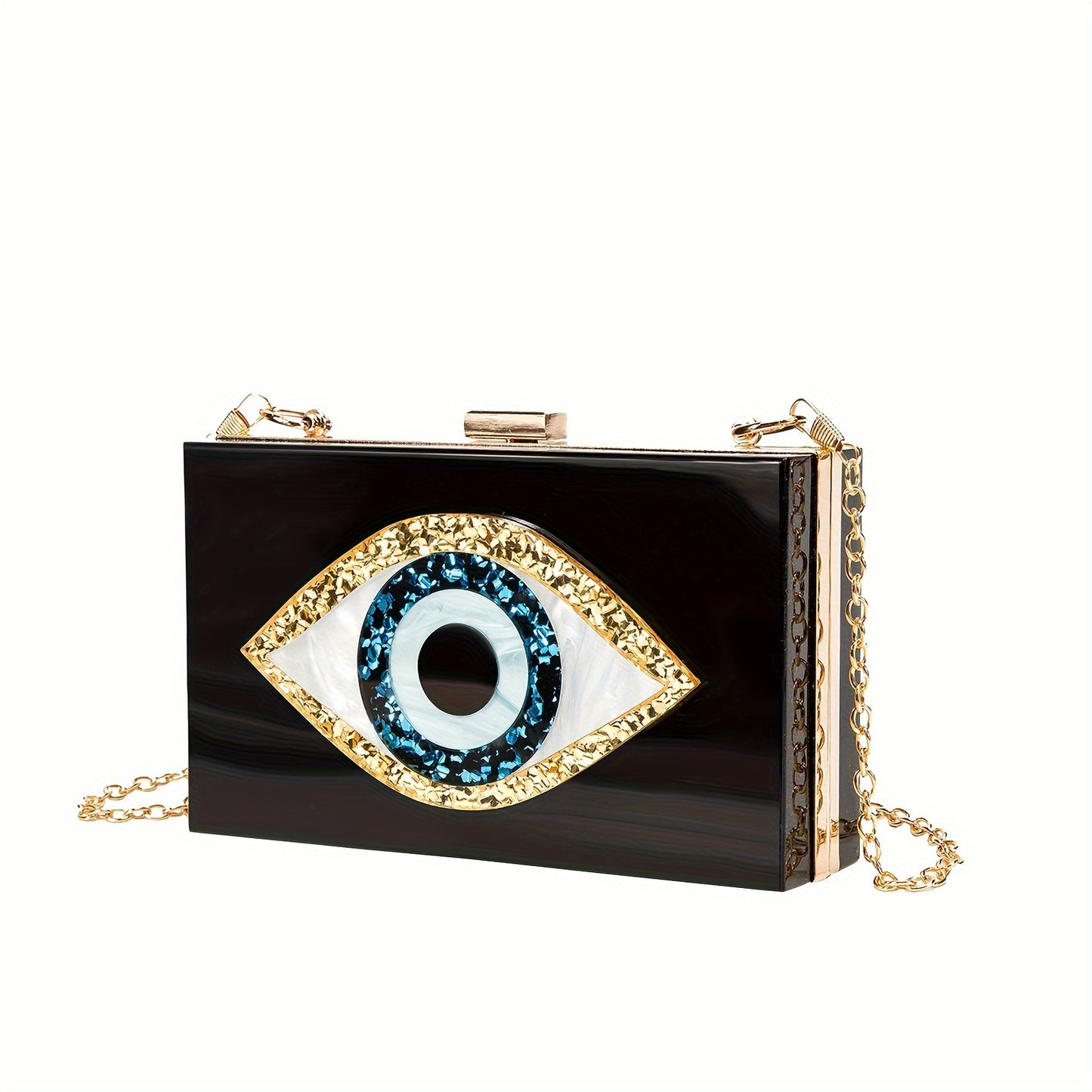 Mini Eyes Acrylic Evening Clutch, Elegant Dinner Purse, Women's Formal Banquet Handbag & Crossbody Bag