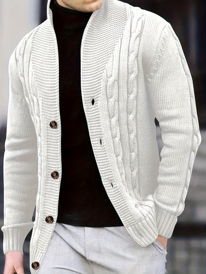 Cozy Men's Rib Knit Long Sleeve Button Up Cardigan - Soft, Chic, and Trendy Comfy Top for Autumn and Winter Outdoors Leisurewear with Relaxed Fit and Versatile Style