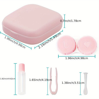 4pcs Contact Lens Travel Kit: Cute & Durable Case Set with Tweezers - Includes Soak Storage, Holder & Remover Tool - Perfect for On-the-Go & Home Use (Sky Blue/Pink/Violet/Yellow)