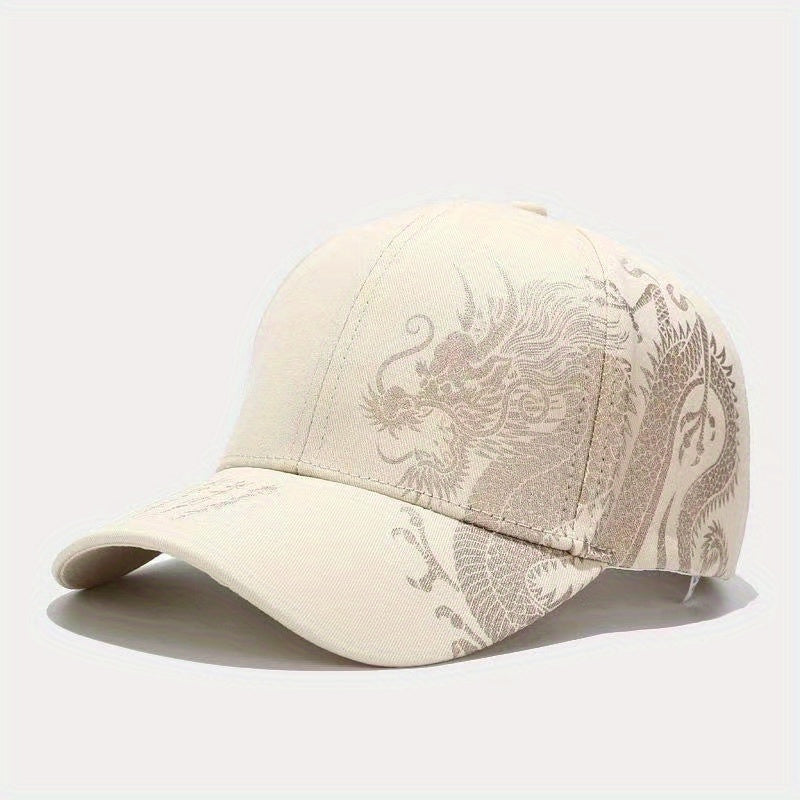 1pc Unisex Adjustable Breathable Baseball Cap with Stylish Dragon Print, Ideal for Outdoor Sports and Perfect Gift Choice