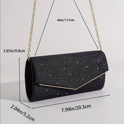 Fashionable Glitter Long Wallet, Flap Clutch Chain Bag, Women's Elegant Evening Bag For Party For Carnaval Use