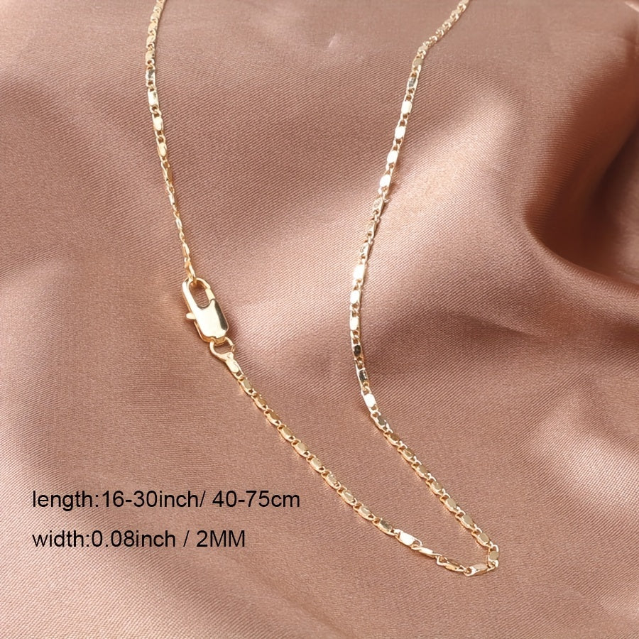 1pc Chic Italian 2MM Flat 18K Gold Plated Punk Necklace Chain - Unisex DIY Link Fashion Jewelry for Style Mavens