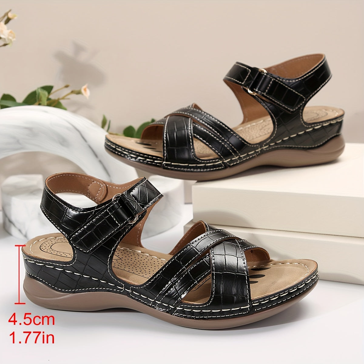 Wedge Heeled Sandals - Vibrant Solid Color, Chic Wedge Heel Design, Breathable Open Toe Style, Ultra-Comfortable Fit, Adjustable Ankle Strap - Designed for Women, Perfect for Casual Occasions, Ideal Summer Essential