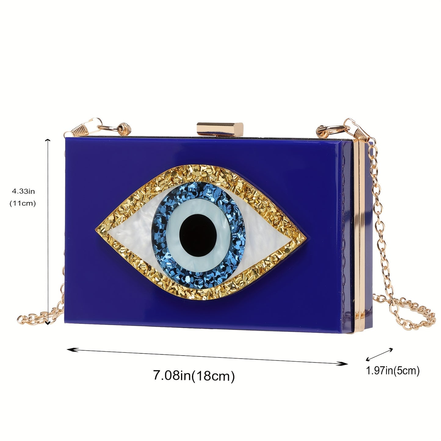 Mini Eyes Acrylic Evening Clutch, Elegant Dinner Purse, Women's Formal Banquet Handbag & Crossbody Bag