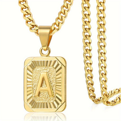 Timeless Initial Pendant Necklace - A-Z Personalization - Durable Stainless Steel Cuban Chain for Men and Women