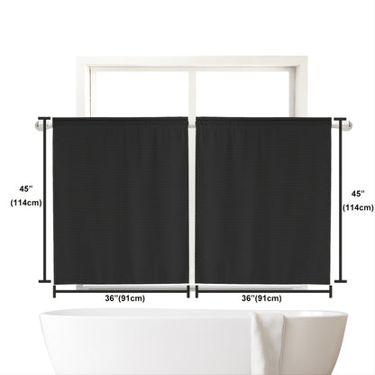 2pc Waffle Weave Half Window Curtains, Small Bathroom Window Curtains, Waterproof Rod Pocket Window Treatment For Cafe Kitchen Bar Home Decor