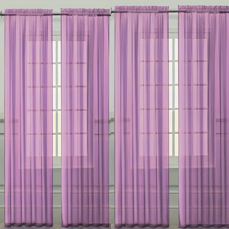 4 Pieces Thin Mesh Translucent Curtains, Living Room Bedroom Curtain, Translucent Drape Tulle Gauze Tulle Curtain Bedroom Living Room Dining Room Curtain