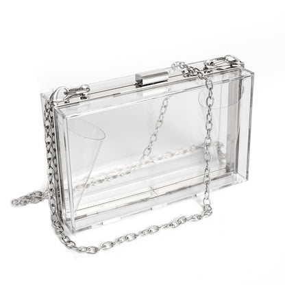 Clear Acrylic Purse For Women, Transparent Handbag With Detachable Chain Strap, Evening Clutch Shoulder Bag For Wedding Party Prom Banquet