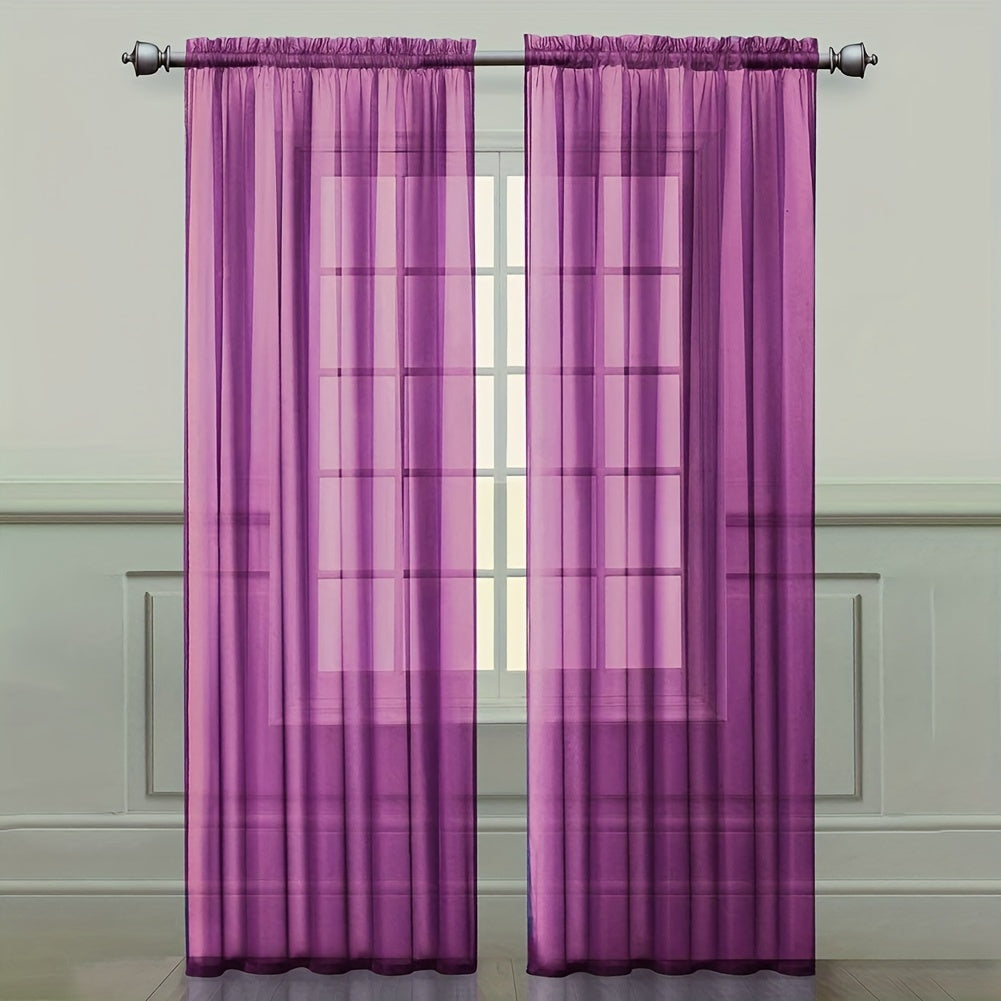 2Pcs Modern Home Window Decoration, Sheer Voile Curtains For Living Room, Kitchen Tulle Curtains (100cm/39.4in * 200cm/78.7in)