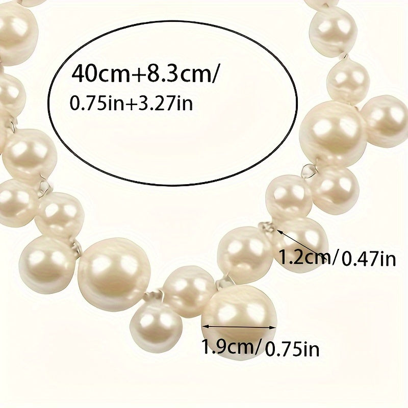 Glamorous Faux-Pearl Necklace - Dazzling Elegant Style - Simulated Pearl Evening Jewelry for Women - Perfect for Special Occasions