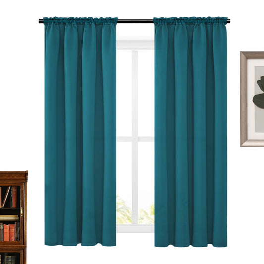 2 Panels Solid Color Simple Rod Pocket Curtain Light Filtering Curtains, Suitable For Living Room, Office Home Decor