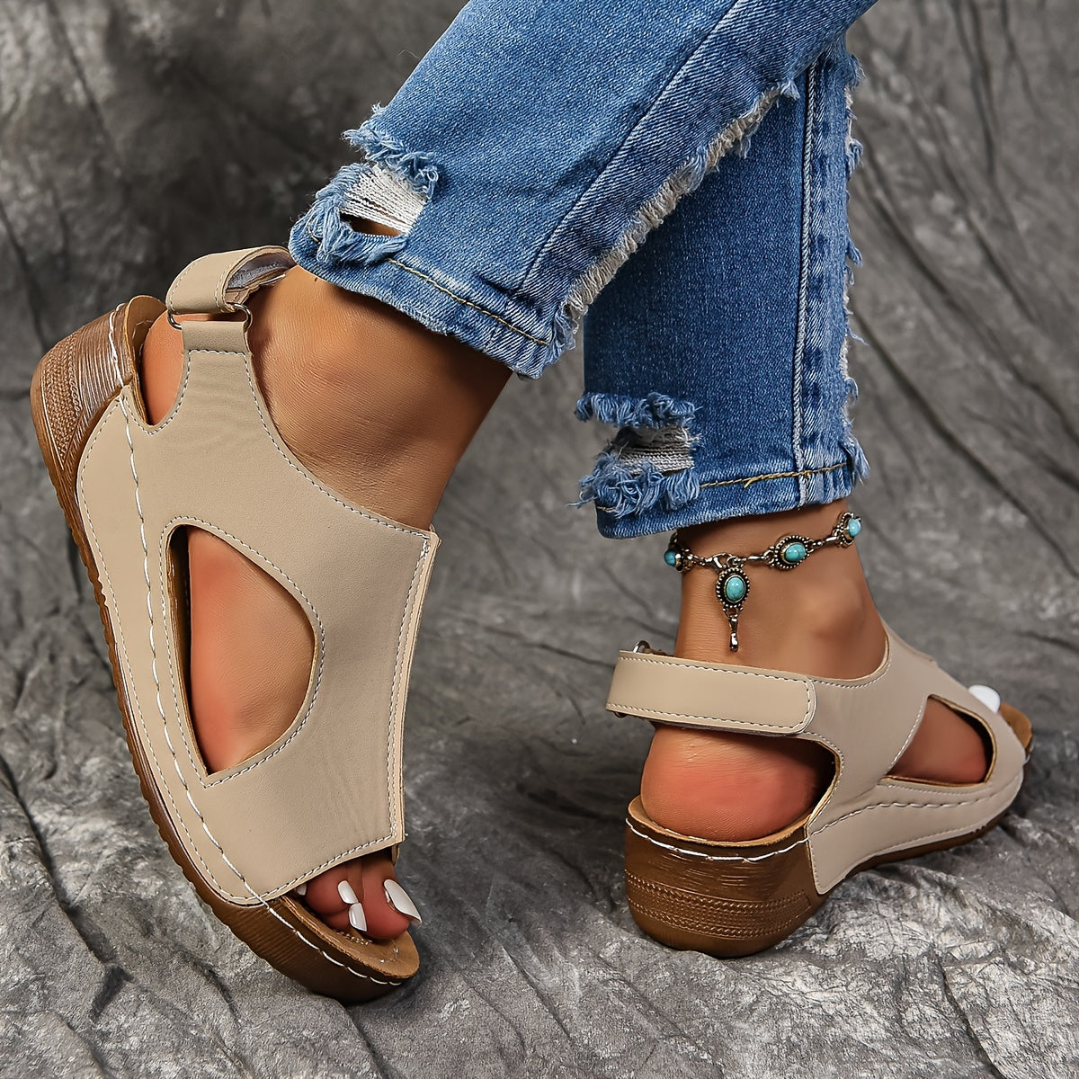 Chic Comfy Wedge Sandals for Women - All-Day Comfort Ankle Strap, Casual Open Toe with Platform Heel, Versatile Summer Footwear