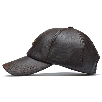 Premium Mens PU Leather Baseball Cap - Durable & Stylish - Versatile Fashion Accessory for Everyday Wear