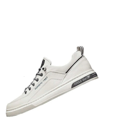 New Casual Leather Men's Small Board Breathable Versatile White Shoes, Spring and Autumn Sports Trendy Shoes ddmyshoes