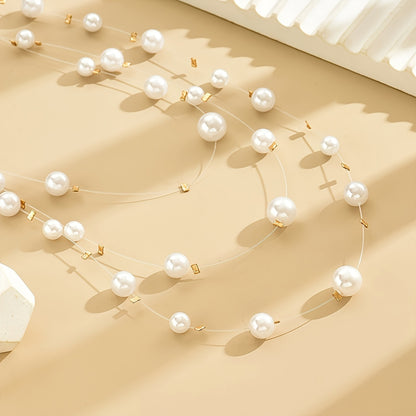 Elegant Triple-Layer Star & Pearl Necklace – Versatile, Seasonless Accessory for Daily and Party Chic