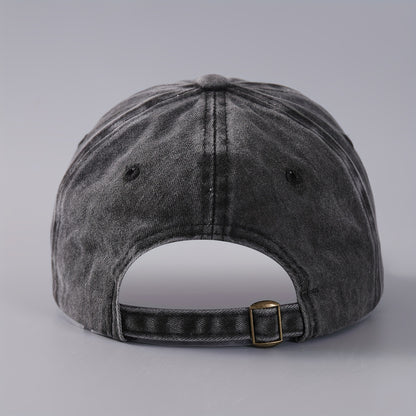 Ultra-Soft Vintage Denim Baseball Cap with Distressed Turtle Embroidery - Fashionable Curved Brim for Men - Premium Quality, Ideal Stylish Gift Idea